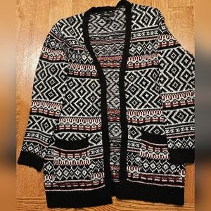 Forever 21 cozy sweater large black maroon white